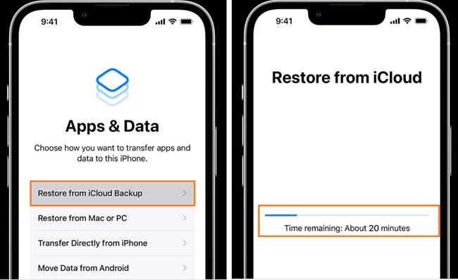 Restore the iCloud backup to access hidden apps