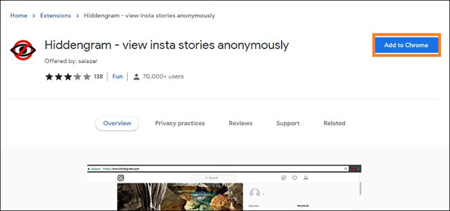 Use Chrome extension to view Insta story