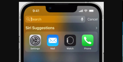 Use the search option to access hidden apps