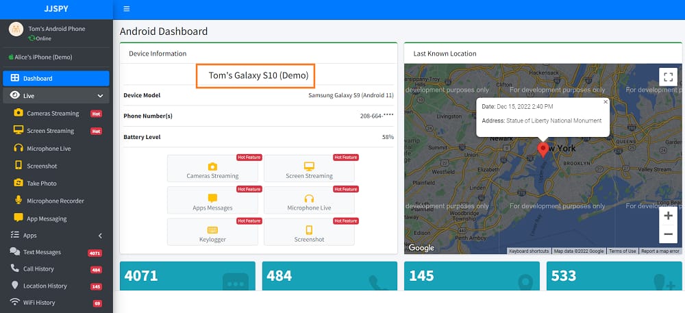  JJSPY Android Dashboard 