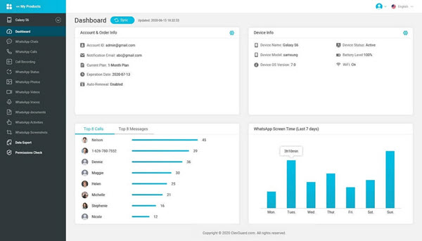 KidsGuard dashboard