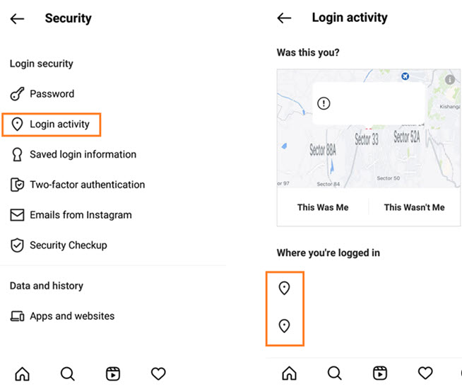 Delete login activity on Instagram