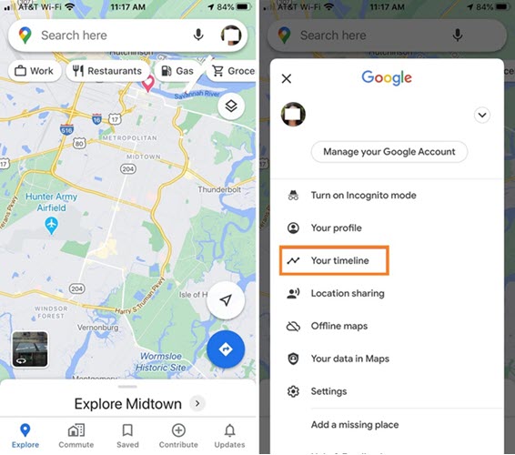 Use Google Timeline to track the Android Phone