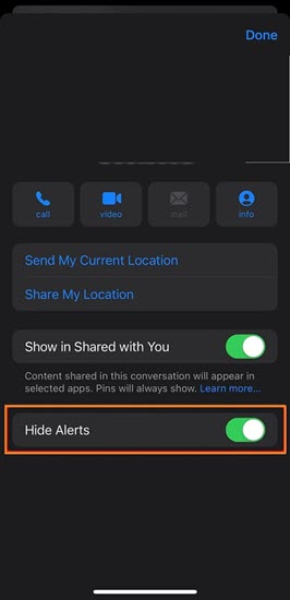 Hide alerts on iPhone