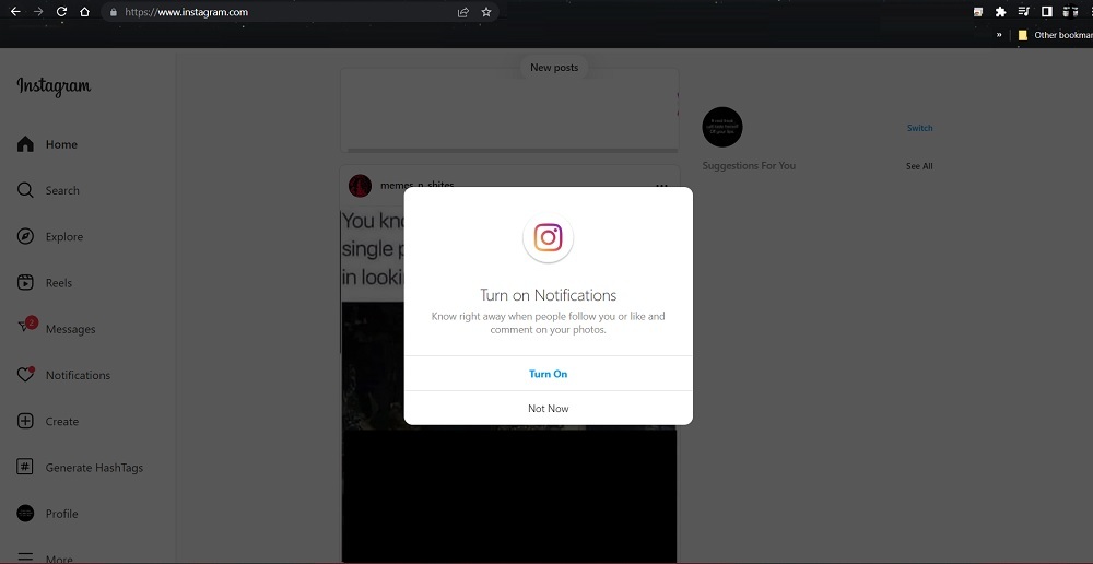  Open Instagram in your web browser 