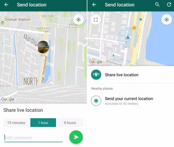 Share location with others on WhatsApp
