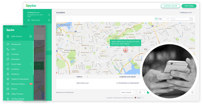 Spyine phone locator app
