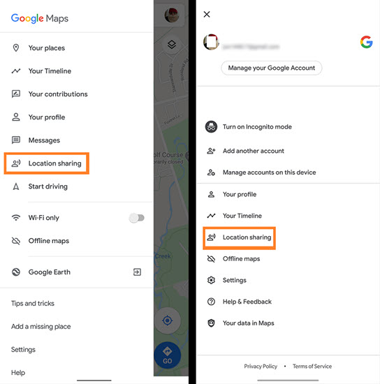 Track a phone via Google Maps