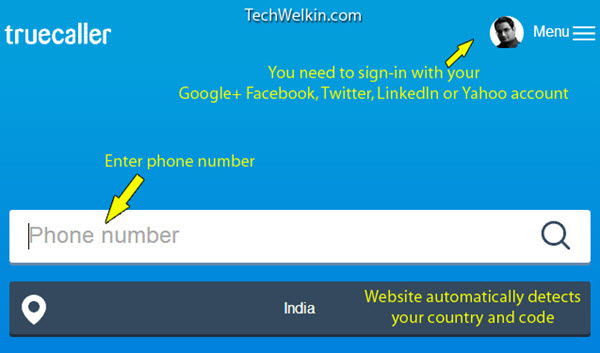 Truecaller phone tracking website